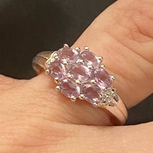 Vintage Sterling Silver(stamped and signed) 7 gemstone  Lolite Flower Ring 7